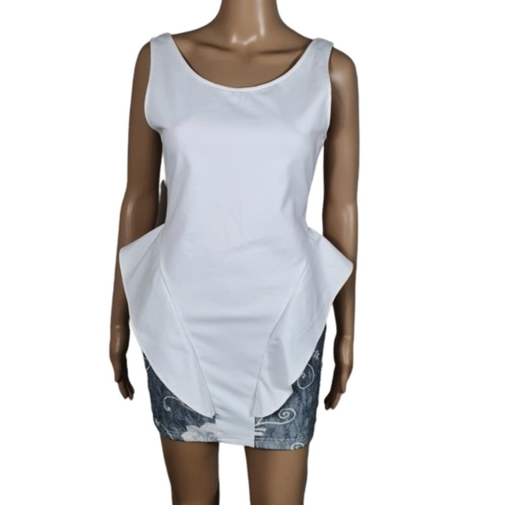Backstage floral peplum mini  backless dress Size S white and grey